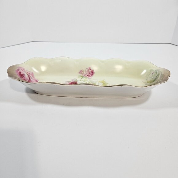 Vintage Mignon ZS and Co Bavaria Porcelain Rose Pattern Oval Celery Serving Dish - Picture 7 of 14